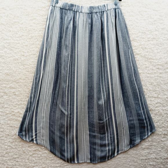 Skirt Midi a.n.a. Gray Striped Midi Boho Minimalist Coastal Chic Cruise Size M - Picture 2 of 6